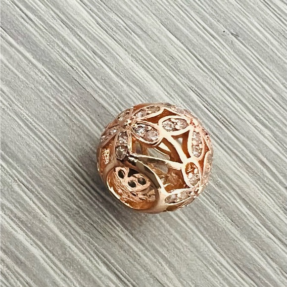 Rose gold plated & clear CZ flower charm - Picture 3 of 5